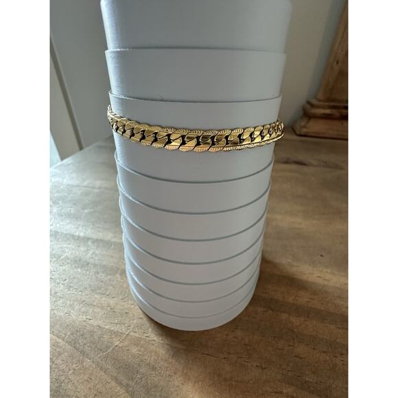 Unbranded Jewelry - Gold Tone Stainless Steel Cuban Link Chain Bracelet Size 7.5” Adjustable